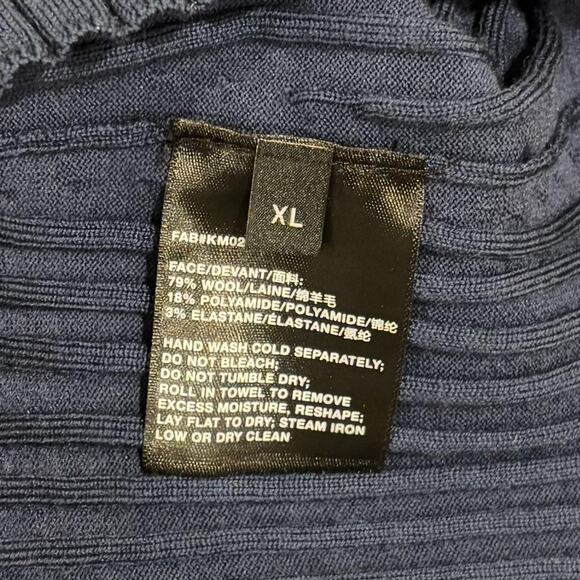 NWT Lafayette 148 Size XL Midnight Blue Wool Mock Turtleneck Sweater $698 - Picture 2 of 6